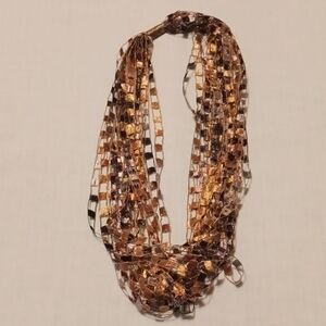 Black, Silver and Gold Ribbon Necklace